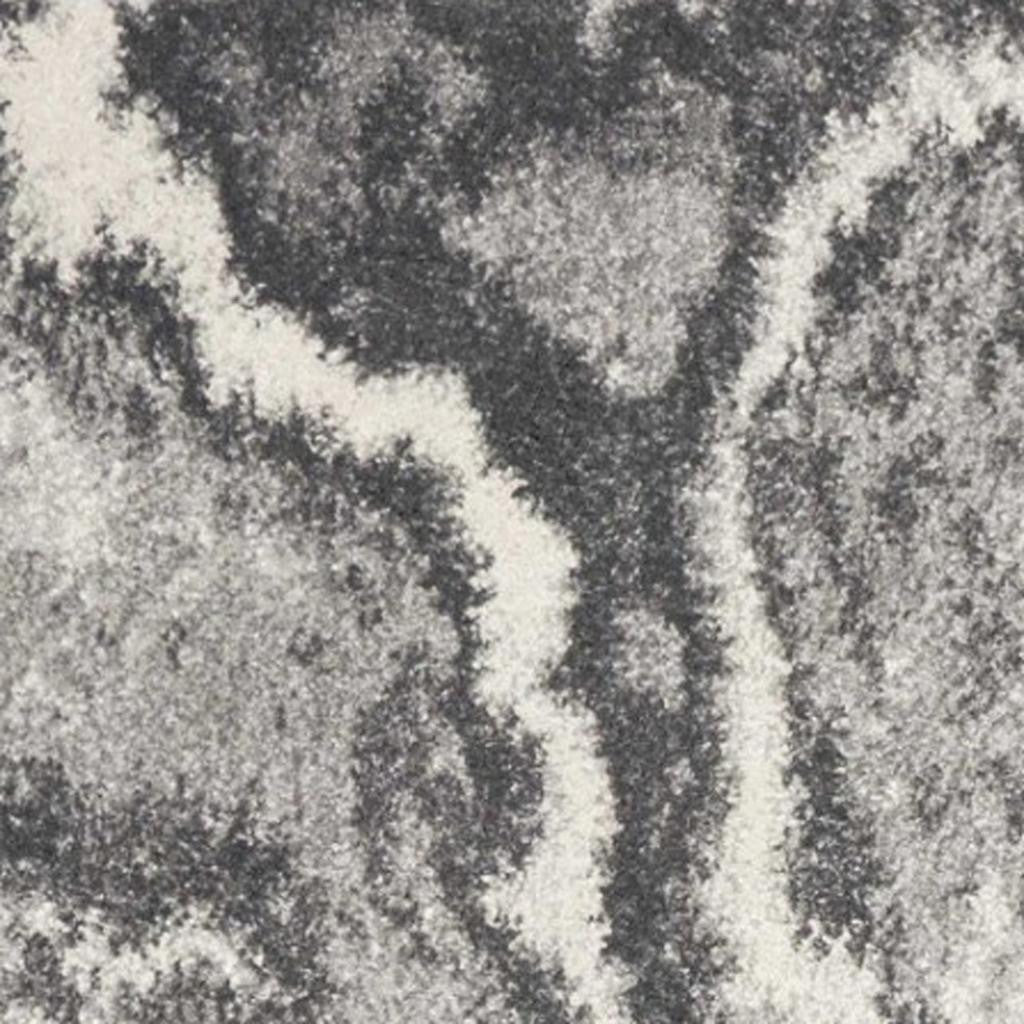 8' X 10' Gray And Ivory Abstract Area Rug-Area Rugs-DECOROLALA