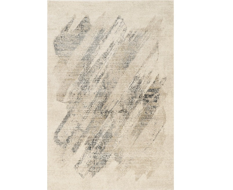 8' X 10' Gray And Ivory Abstract Area Rug-Area Rugs-DECOROLALA