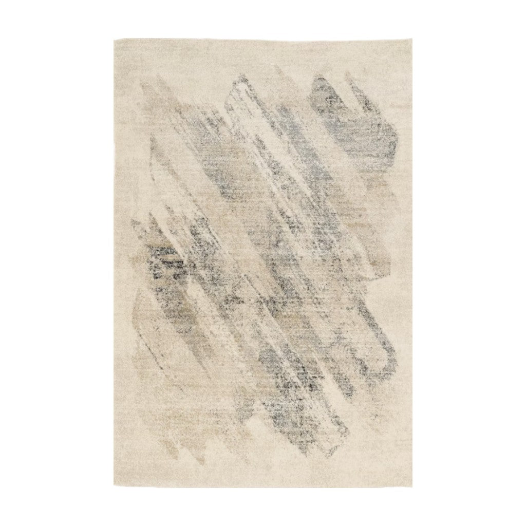 8' X 10' Gray And Ivory Abstract Area Rug-Area Rugs-DECOROLALA
