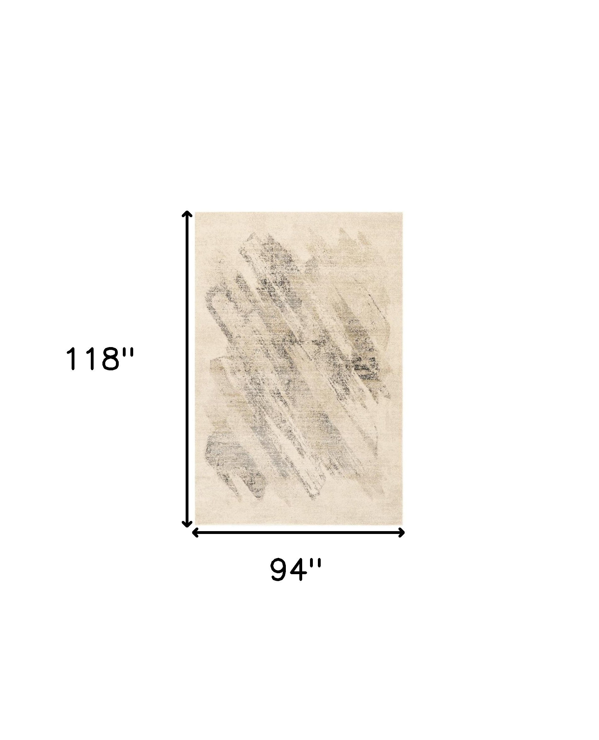 8' X 10' Gray And Ivory Abstract Area Rug-Area Rugs-DECOROLALA