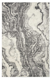8' X 10' Gray And Ivory Abstract Area Rug-Area Rugs-DECOROLALA