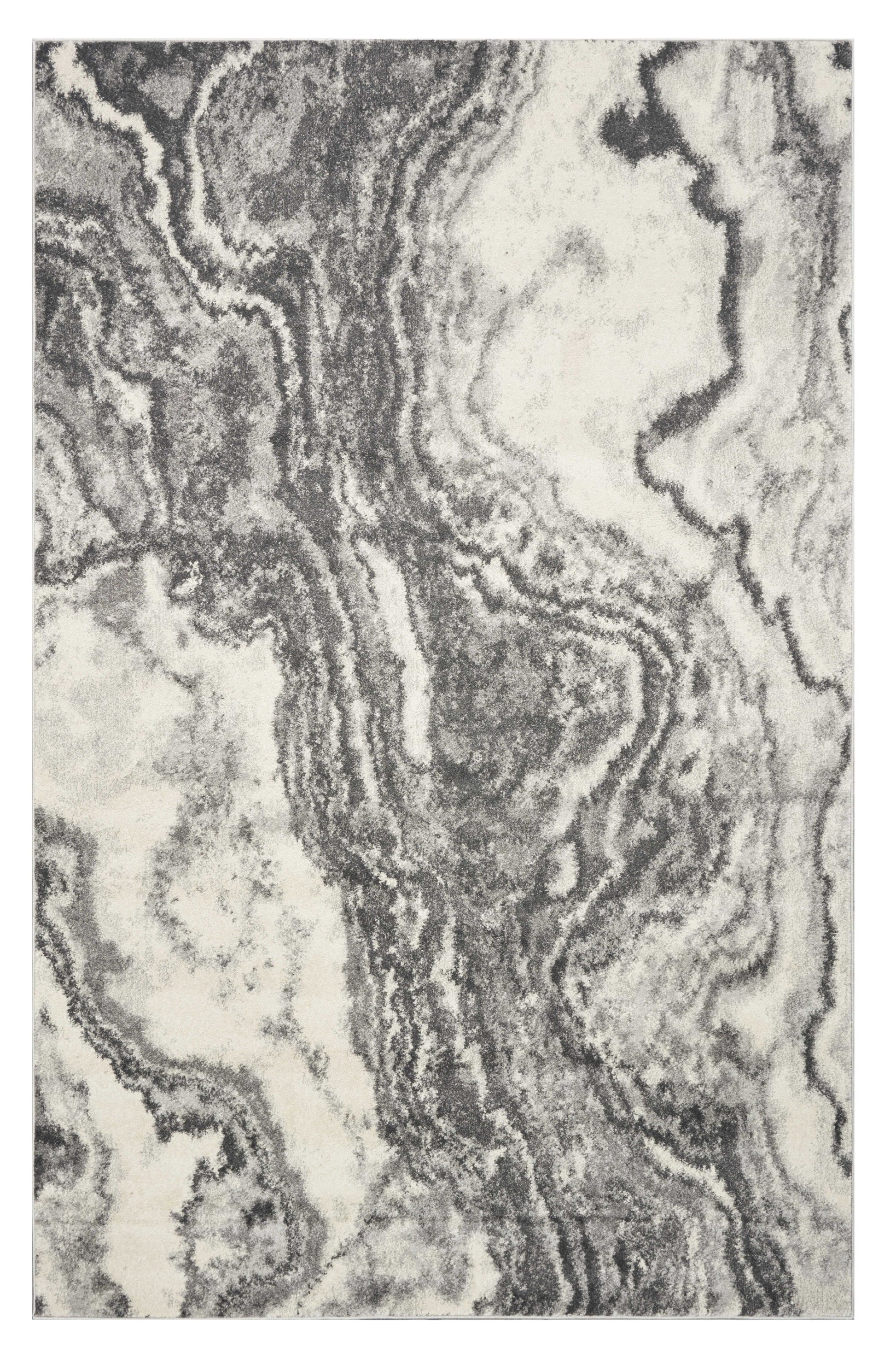 8' X 10' Gray And Ivory Abstract Area Rug-Area Rugs-DECOROLALA