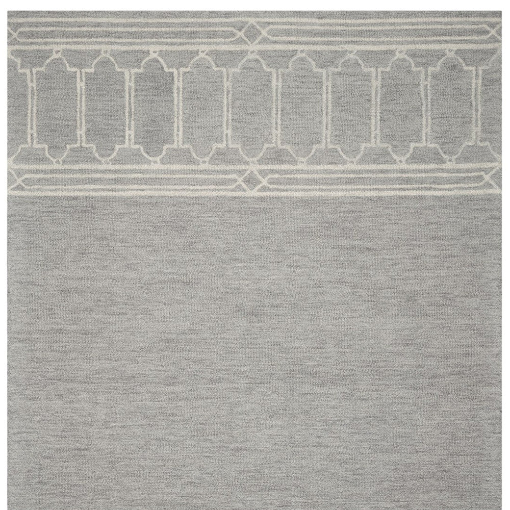 8' X 10' Gray And Ivory Wool Geometric Hand Tufted Area Rug-Area Rugs-DECOROLALA