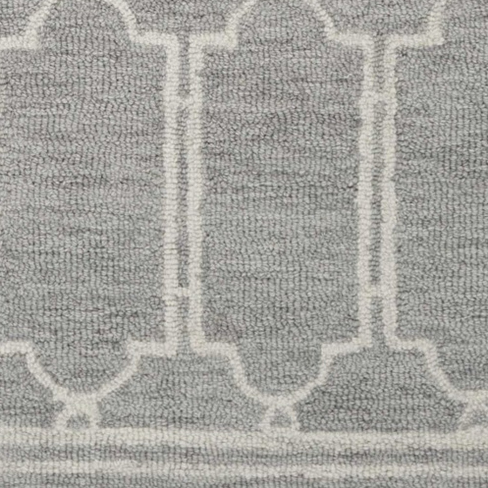 8' X 10' Gray And Ivory Wool Geometric Hand Tufted Area Rug-Area Rugs-DECOROLALA