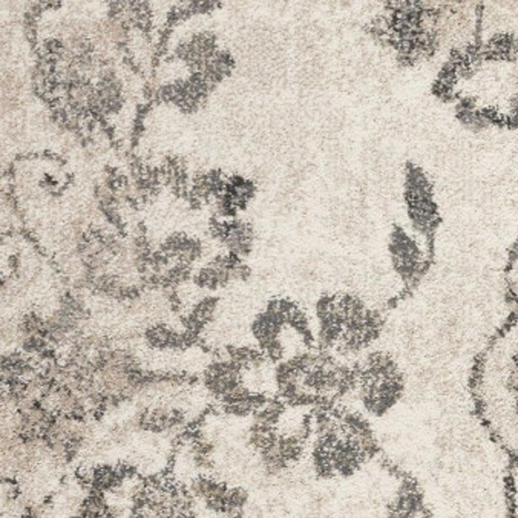 8' X 10' Gray And Tan Floral Distressed Area Rug-Area Rugs-DECOROLALA