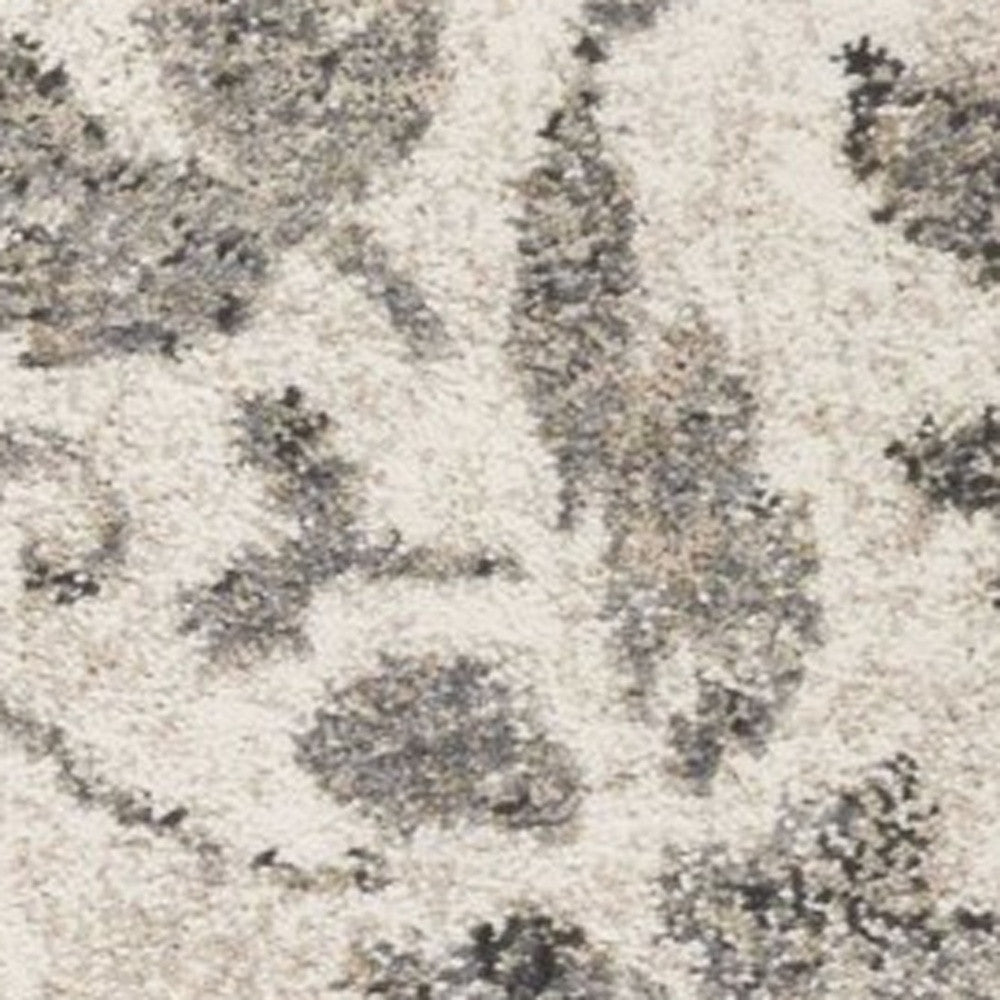 8' X 10' Gray And Tan Floral Distressed Area Rug-Area Rugs-DECOROLALA