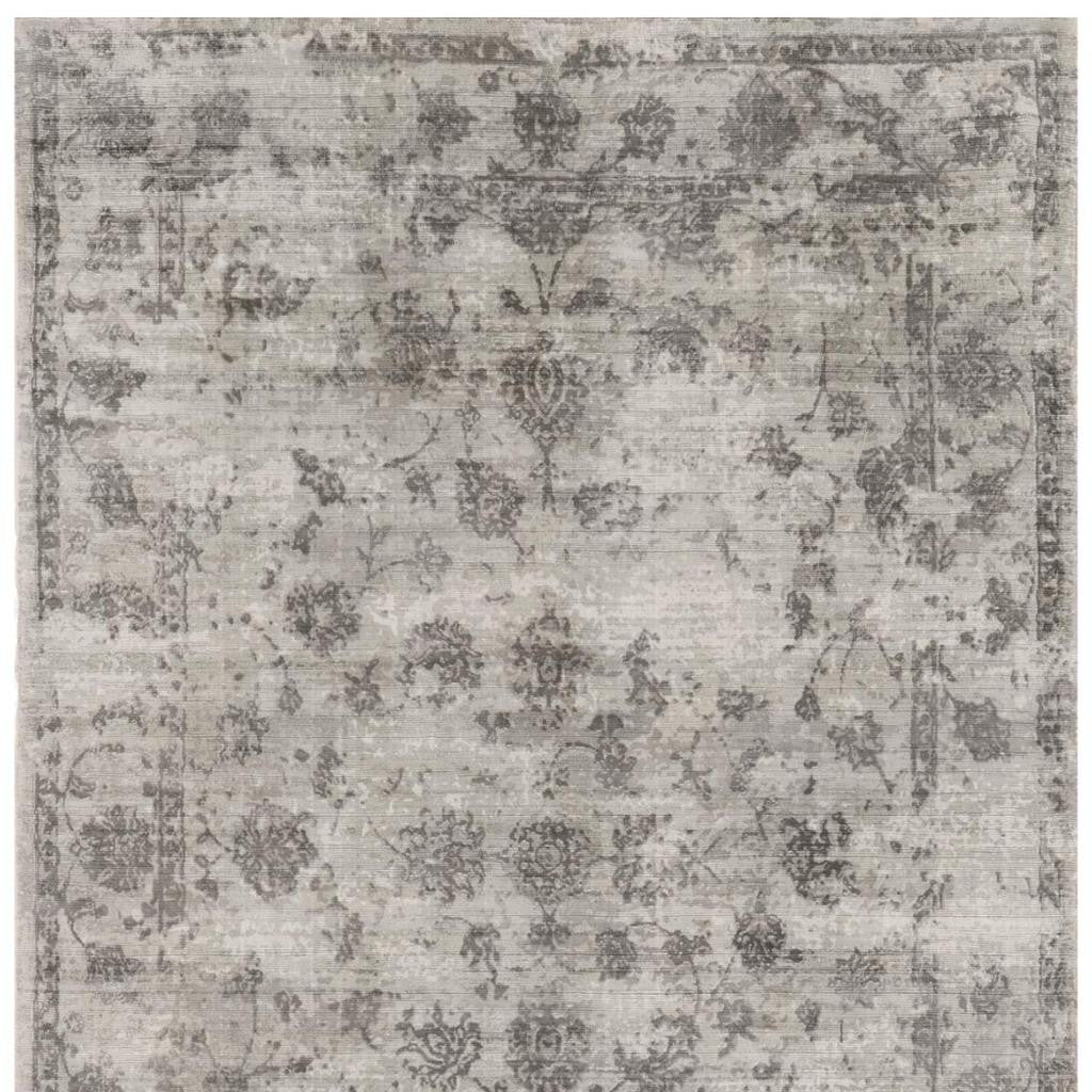 8' X 10' Gray Floral Medallion Hand Loomed Area Rug-Area Rugs-DECOROLALA