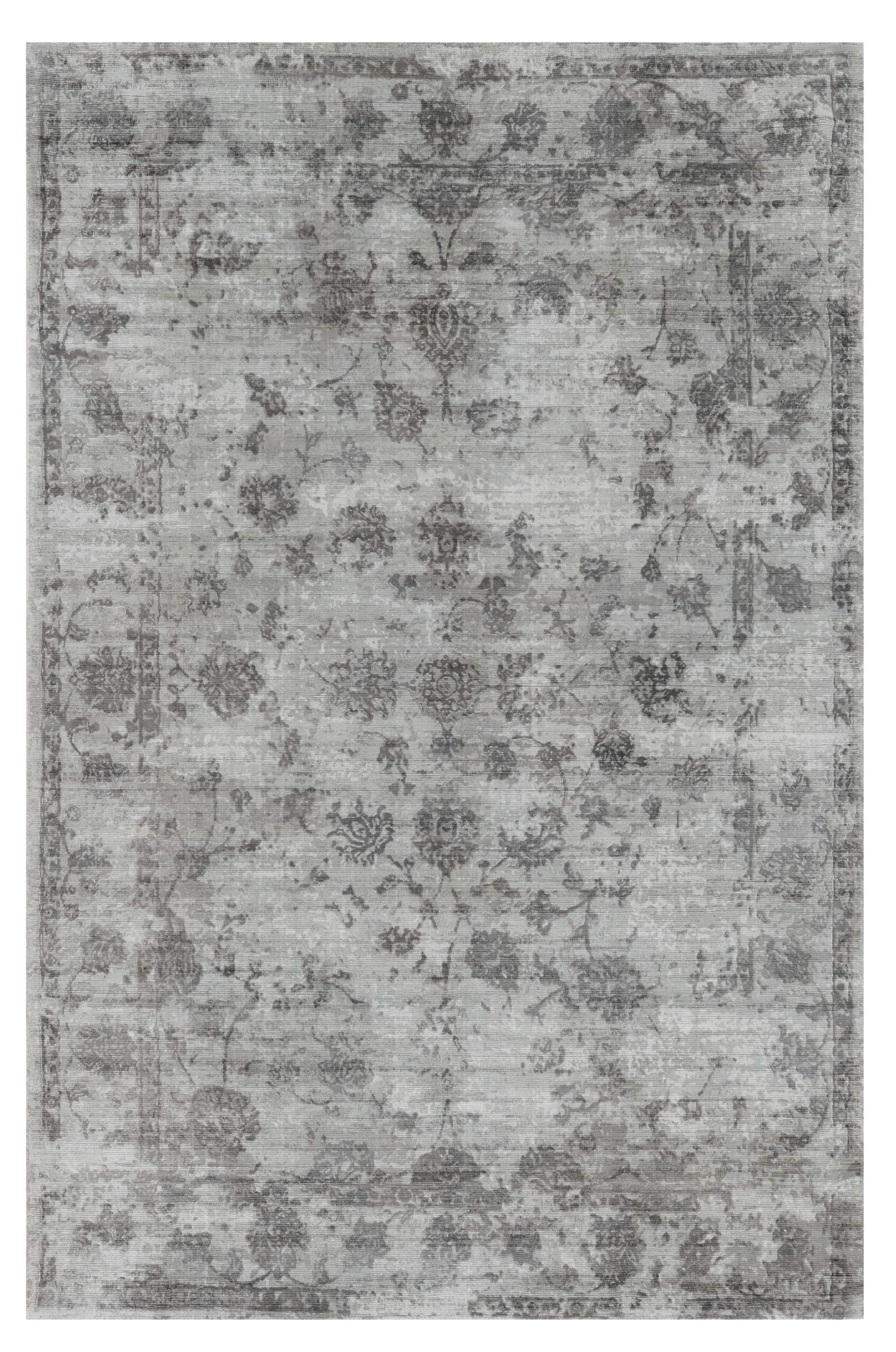 8' X 10' Gray Floral Medallion Hand Loomed Area Rug-Area Rugs-DECOROLALA