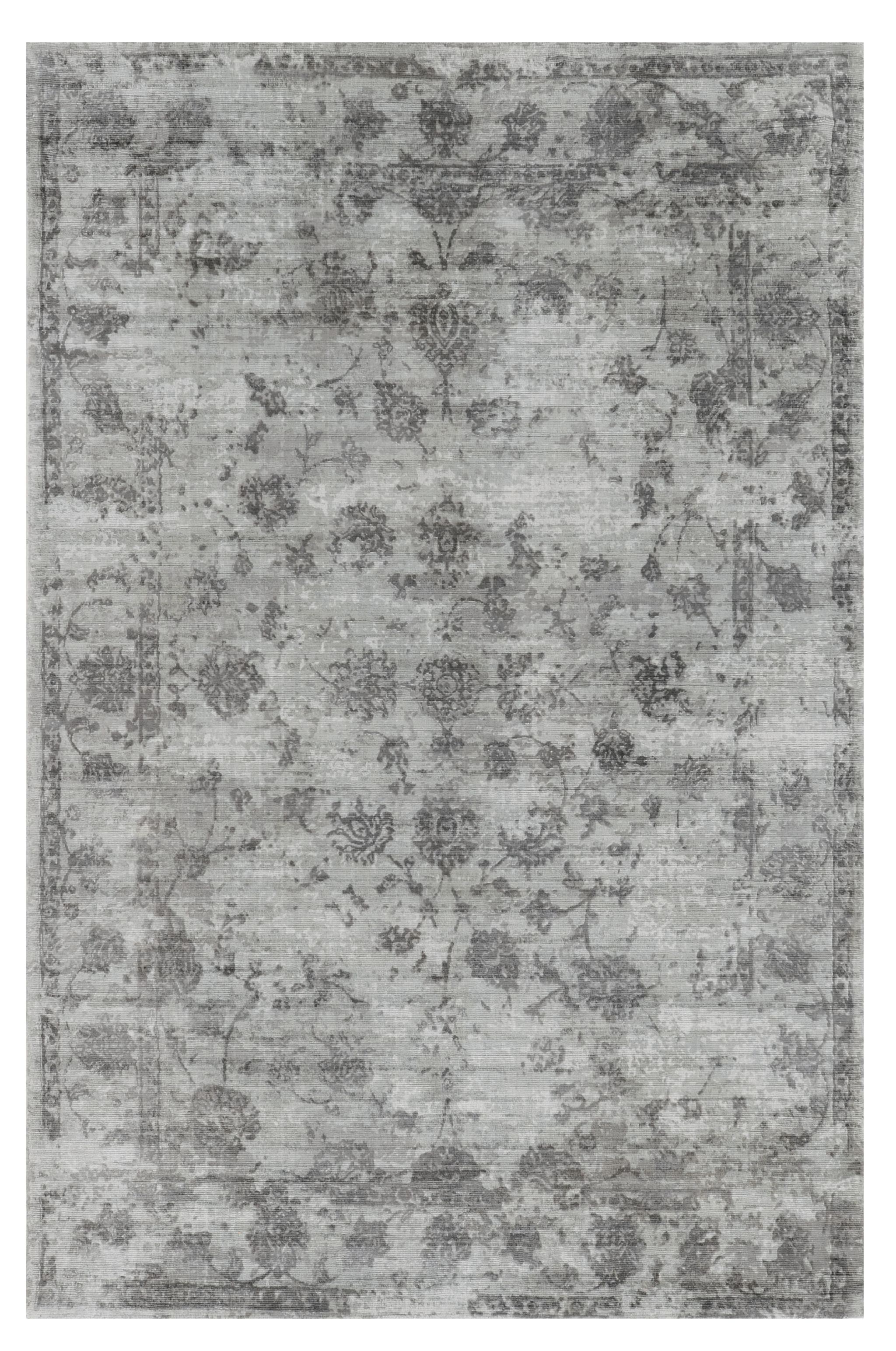 8' X 10' Gray Floral Medallion Hand Loomed Area Rug-Area Rugs-DECOROLALA