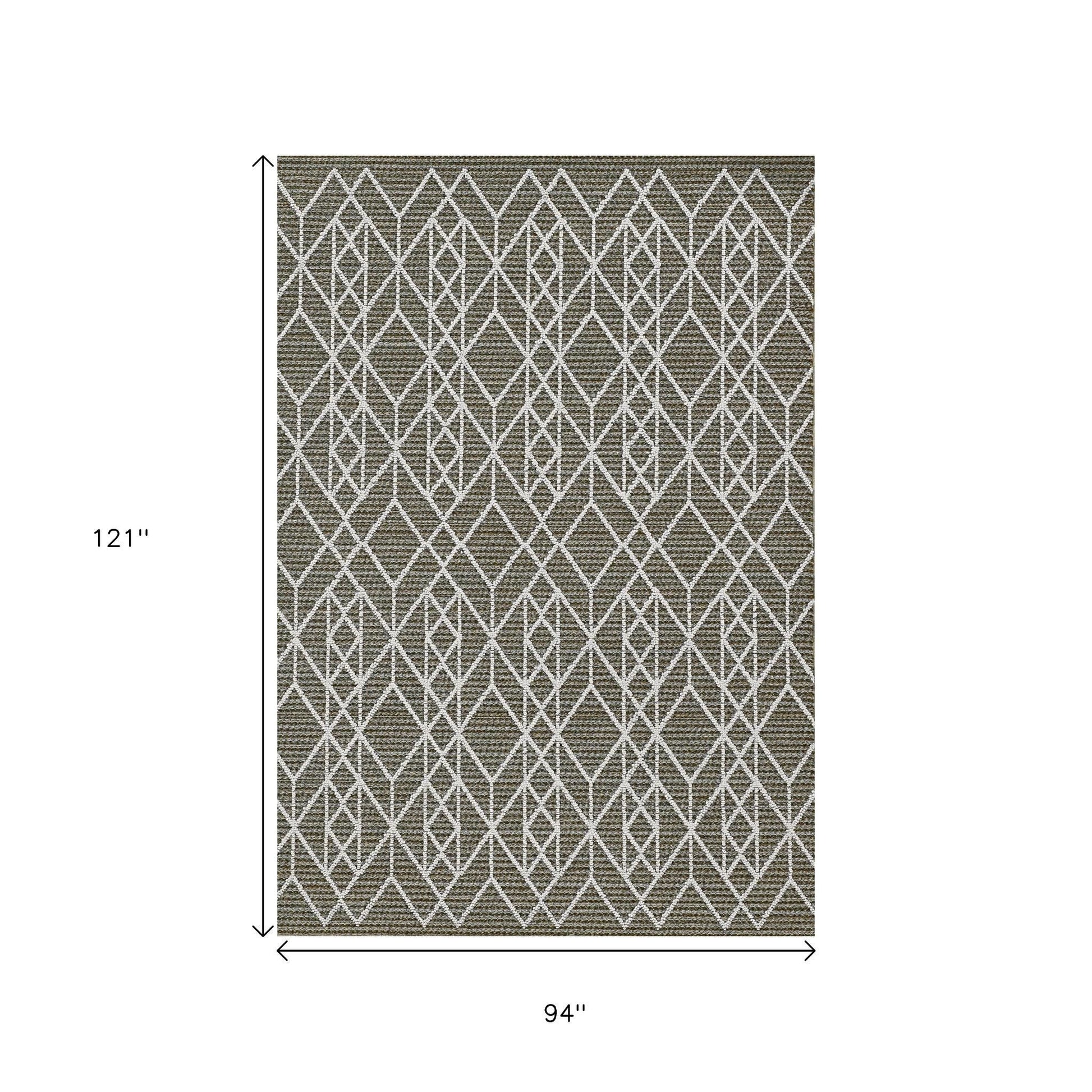 8' X 10' Gray Geometric Indoor Outdoor Area Rug-Outdoor Rugs-DECOROLALA