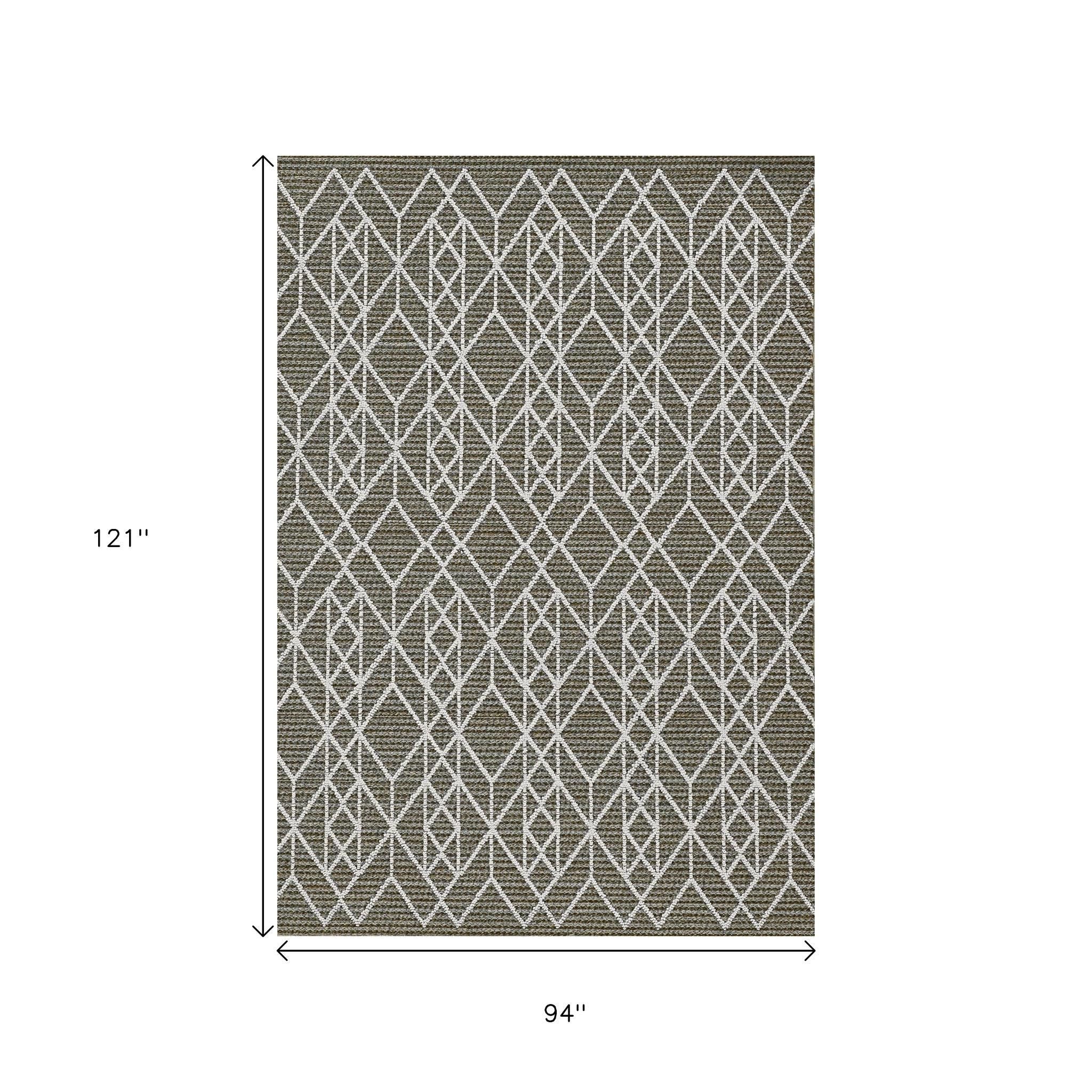 8' X 10' Gray Geometric Indoor Outdoor Area Rug-Outdoor Rugs-DECOROLALA