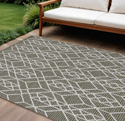 8' X 10' Gray Geometric Indoor Outdoor Area Rug-Outdoor Rugs-DECOROLALA