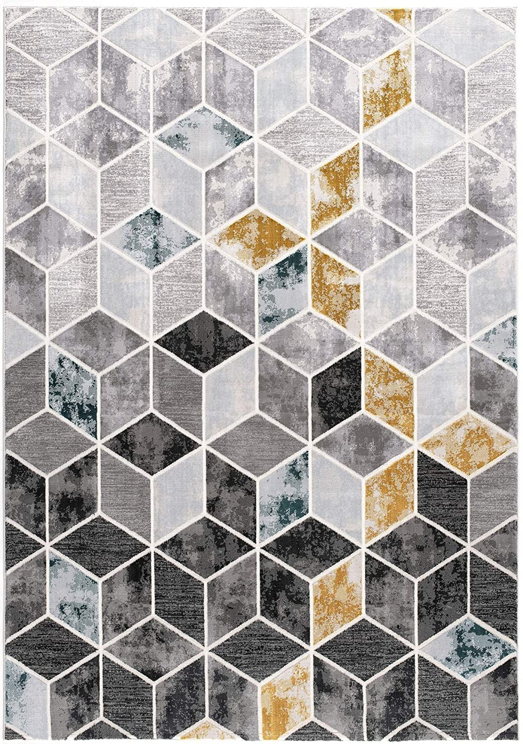 8' X 10' Gray Geometric Power Loom Area Rug-Area Rugs-DECOROLALA