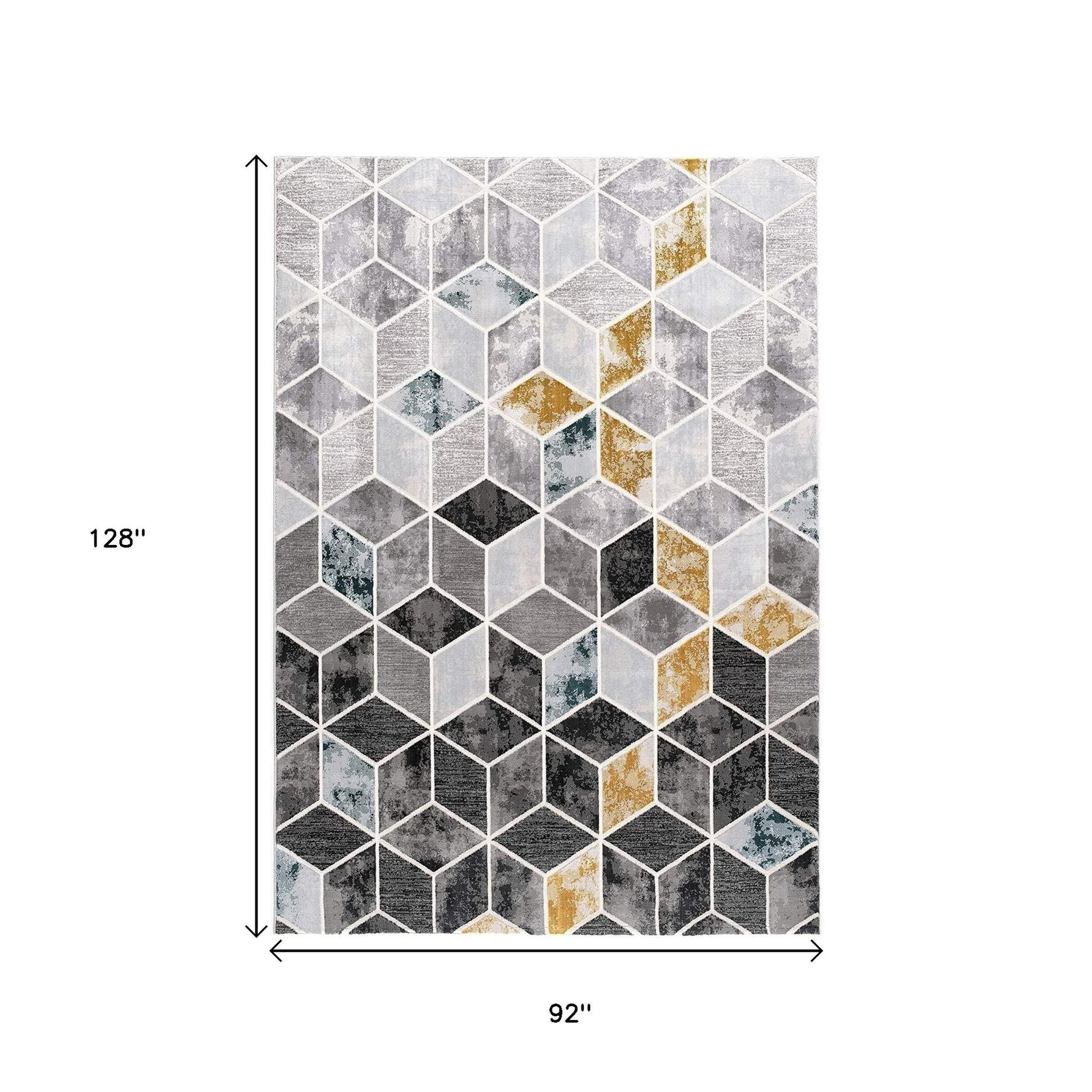8' X 10' Gray Geometric Power Loom Area Rug-Area Rugs-DECOROLALA