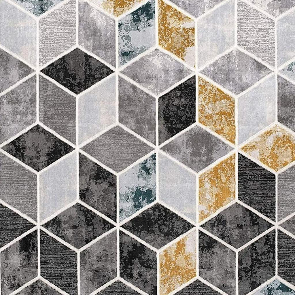 8' X 10' Gray Geometric Power Loom Area Rug-Area Rugs-DECOROLALA