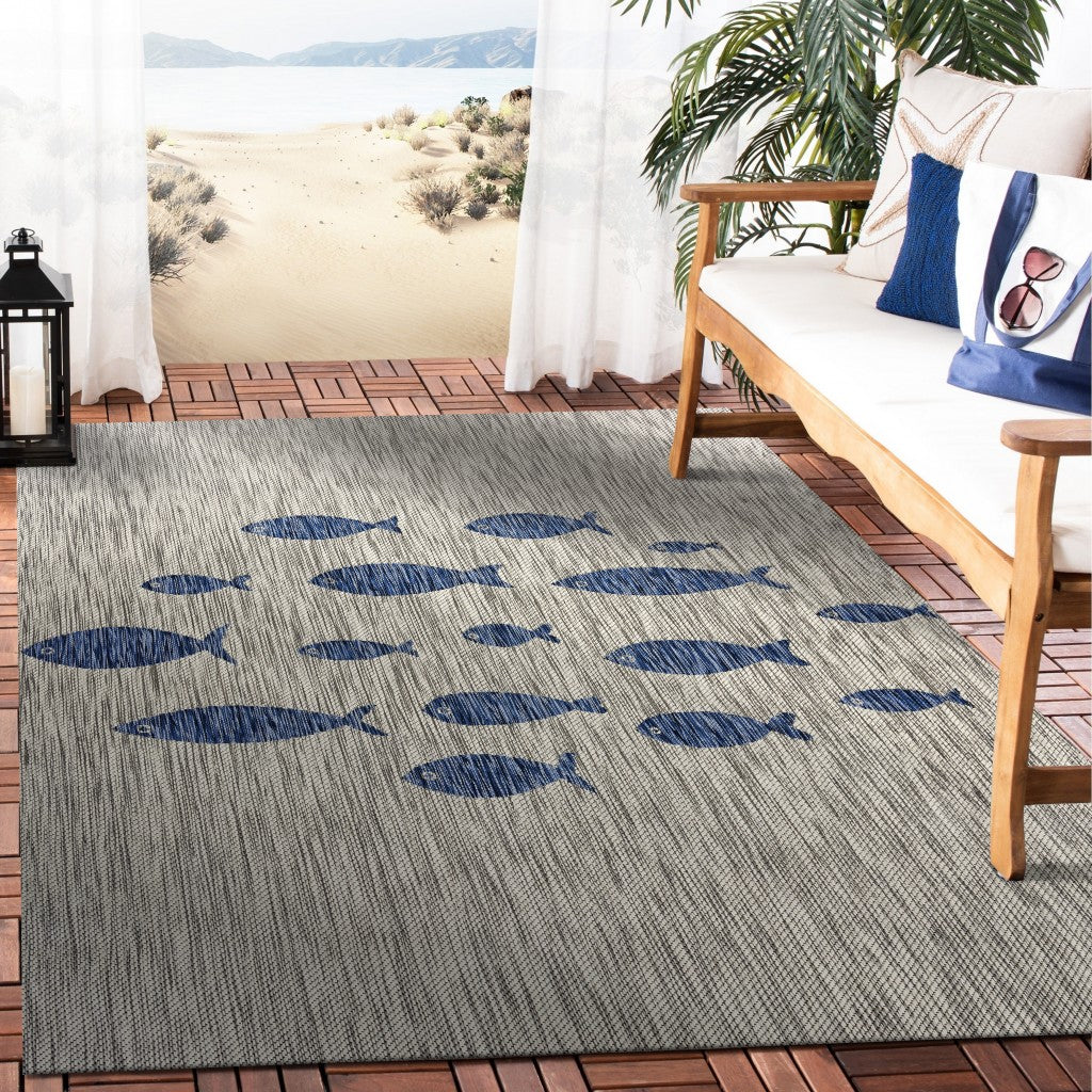 8' X 10' Gray Indoor Outdoor Area Rug-Outdoor Rugs-DECOROLALA