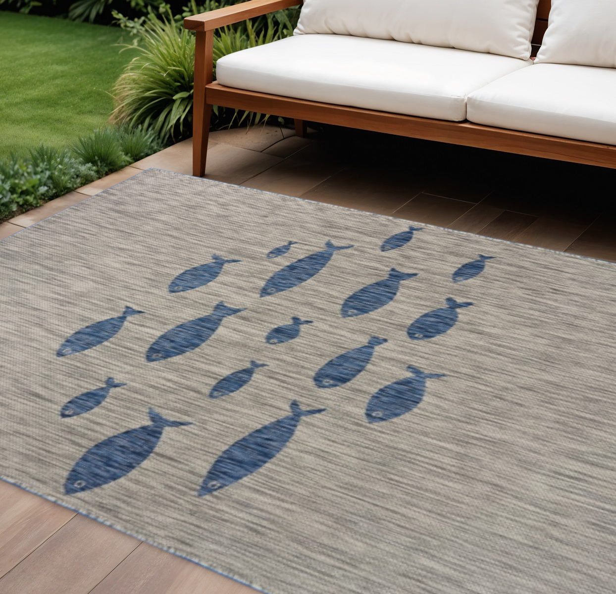 8' X 10' Gray Indoor Outdoor Area Rug-Outdoor Rugs-DECOROLALA