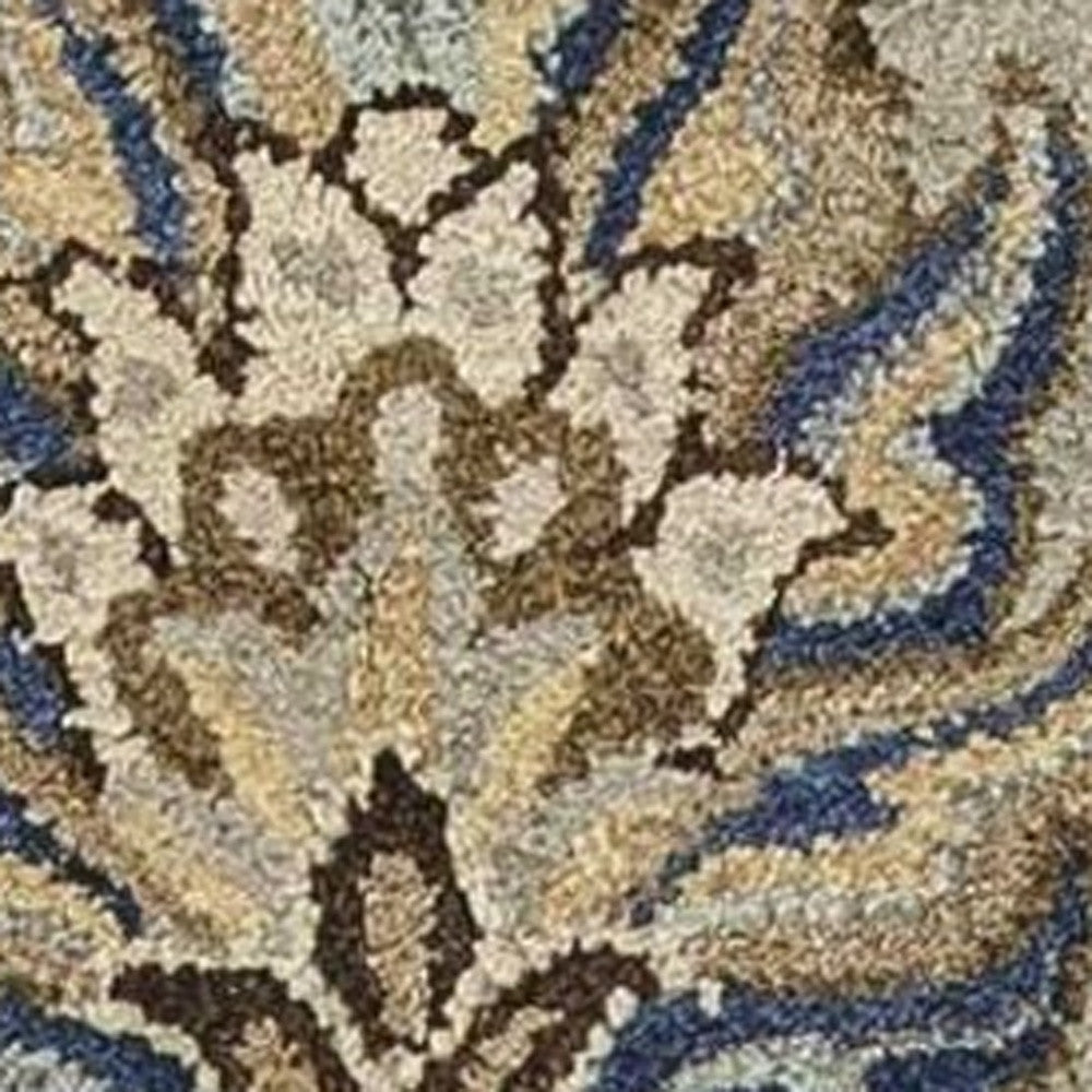 8' X 10' Gray Ivory And Brown Wool Floral Hand Tufted Area Rug-Area Rugs-DECOROLALA