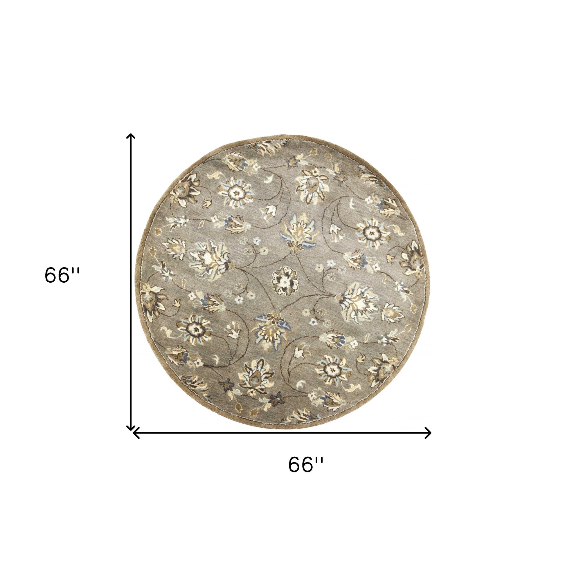 8' X 10' Gray Ivory And Brown Wool Floral Hand Tufted Area Rug-Area Rugs-DECOROLALA