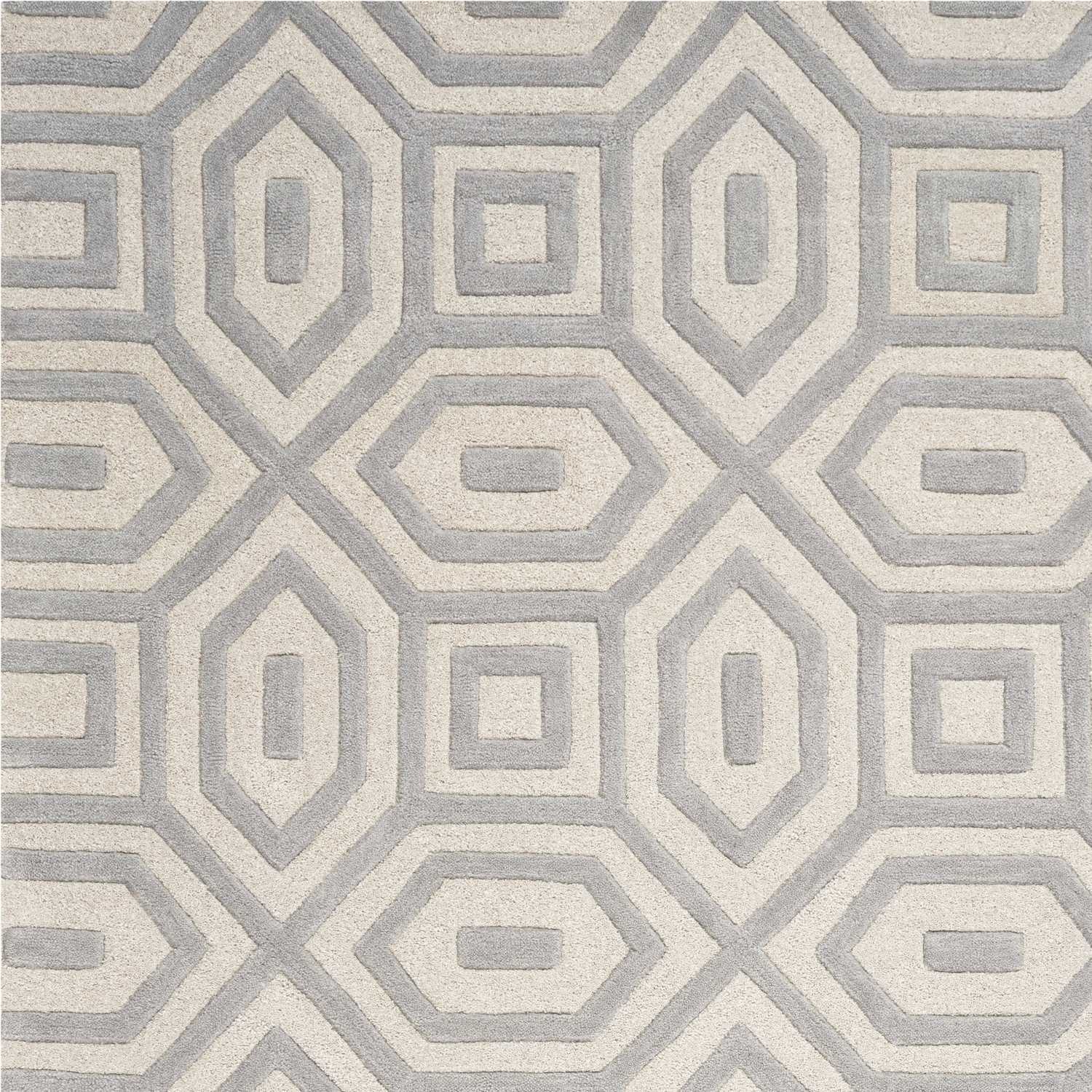 8' X 10' Gray Wool Geometric Hand Tufted Area Rug-Area Rugs-DECOROLALA