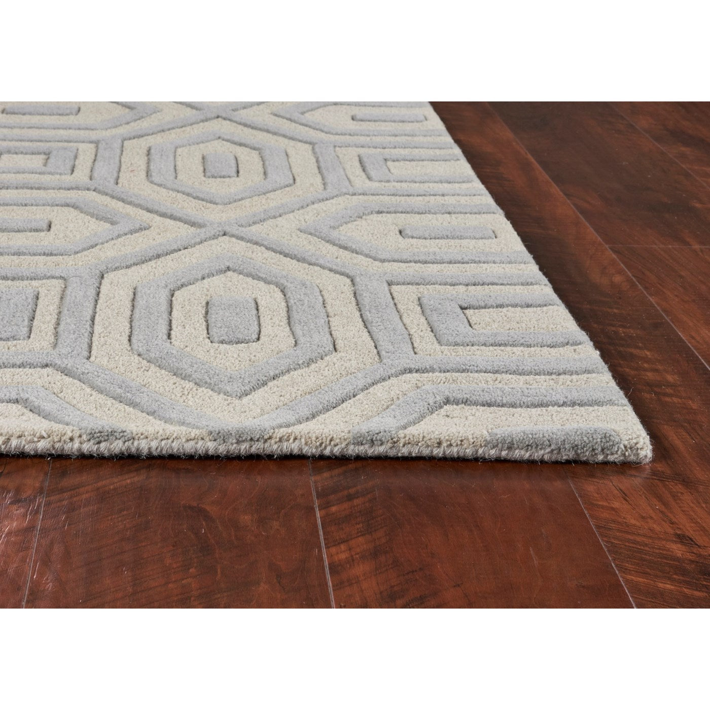 8' X 10' Gray Wool Geometric Hand Tufted Area Rug-Area Rugs-DECOROLALA
