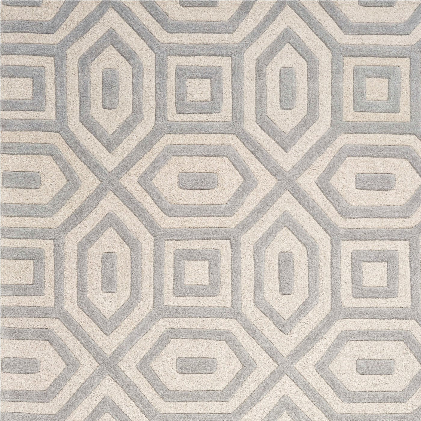 8' X 10' Gray Wool Geometric Hand Tufted Area Rug-Area Rugs-DECOROLALA