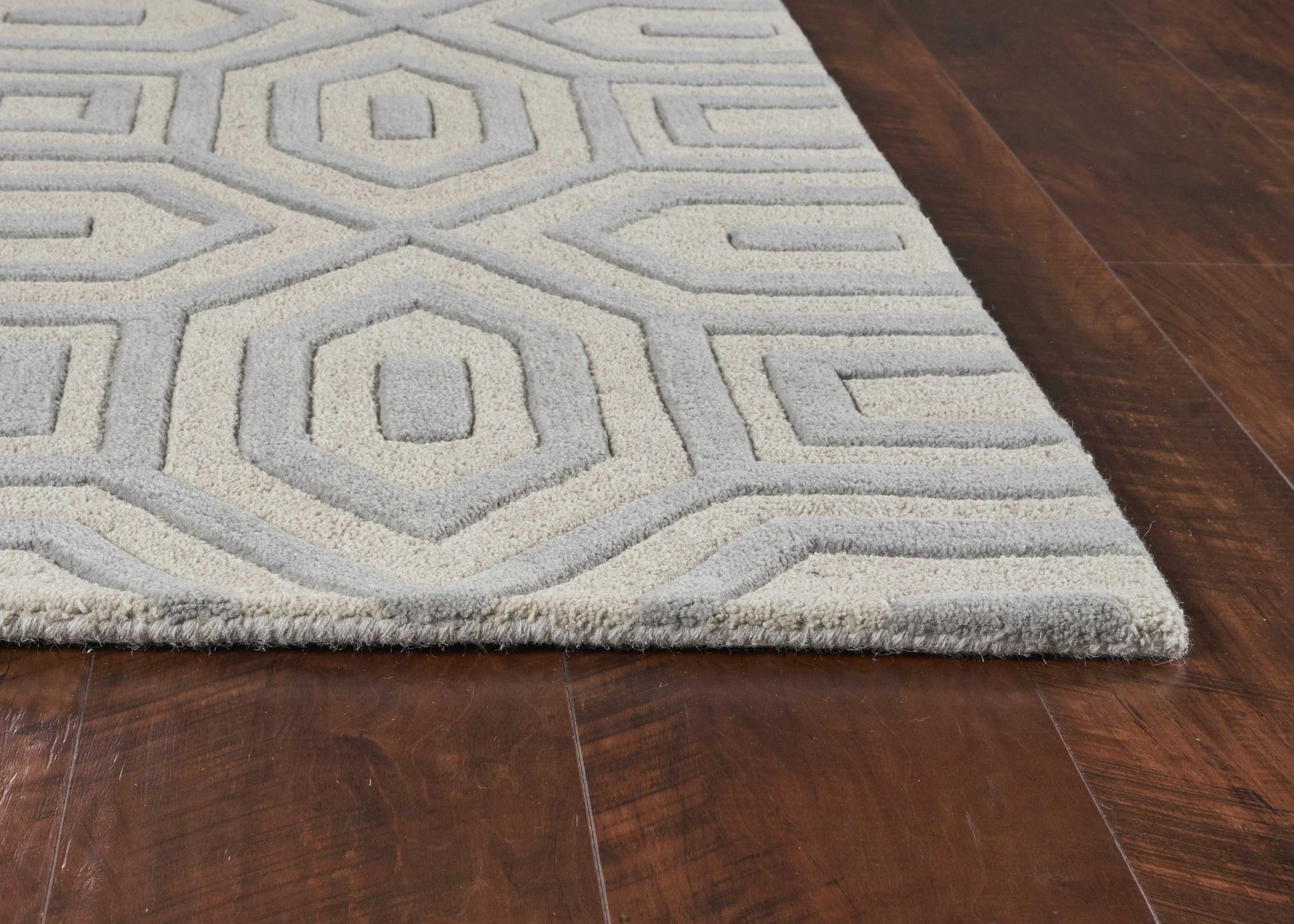 8' X 10' Gray Wool Geometric Hand Tufted Area Rug-Area Rugs-DECOROLALA