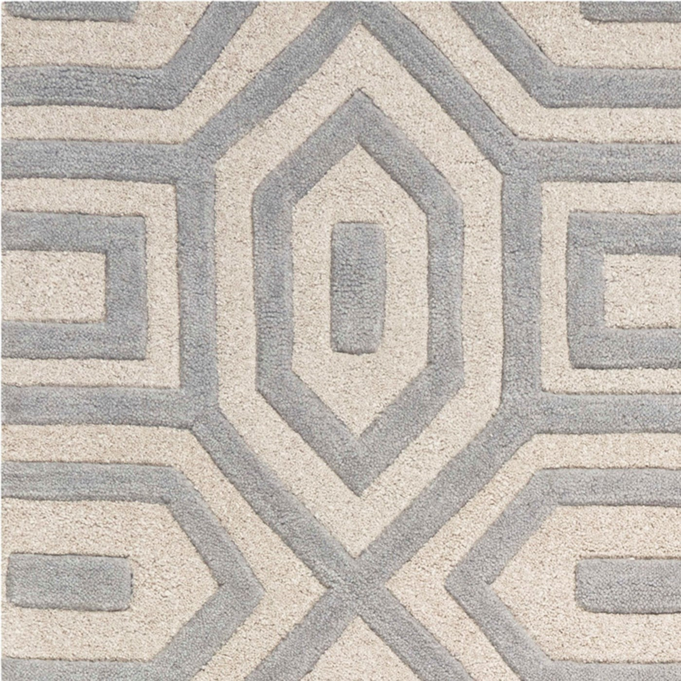 8' X 10' Gray Wool Geometric Hand Tufted Area Rug-Area Rugs-DECOROLALA