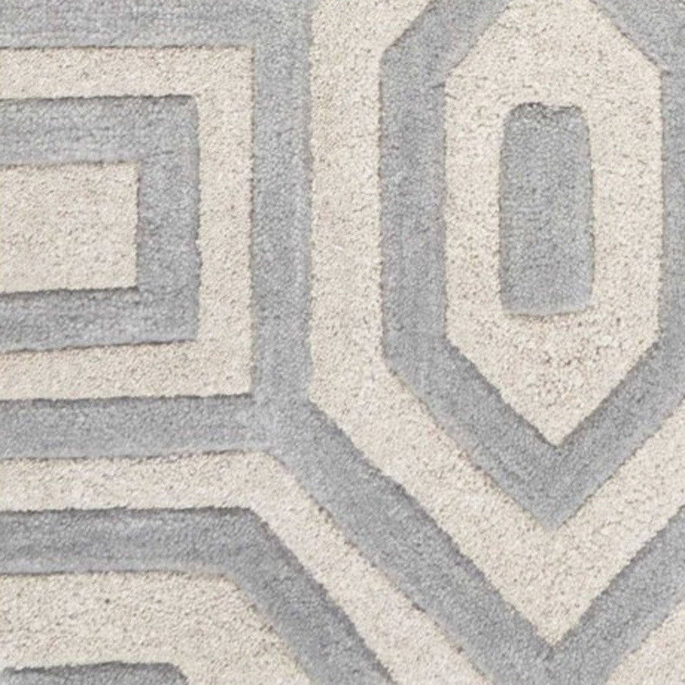 8' X 10' Gray Wool Geometric Hand Tufted Area Rug-Area Rugs-DECOROLALA