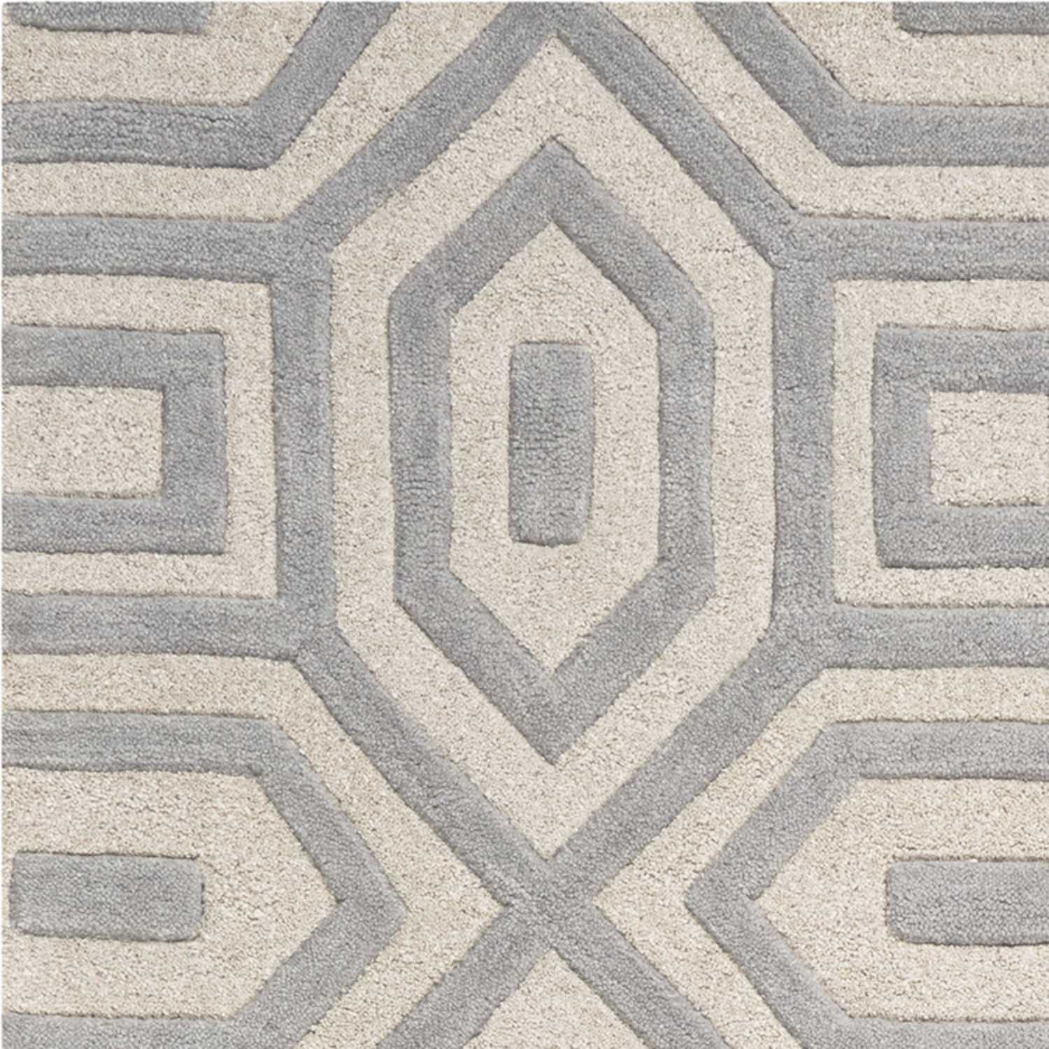8' X 10' Gray Wool Geometric Hand Tufted Area Rug-Area Rugs-DECOROLALA