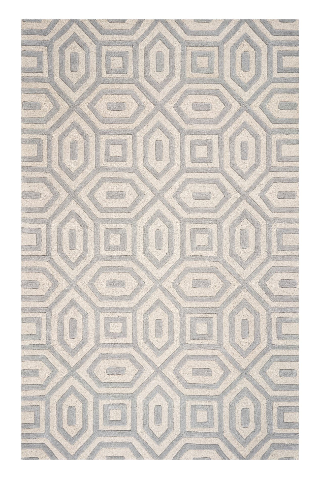 8' X 10' Gray Wool Geometric Hand Tufted Area Rug-Area Rugs-DECOROLALA
