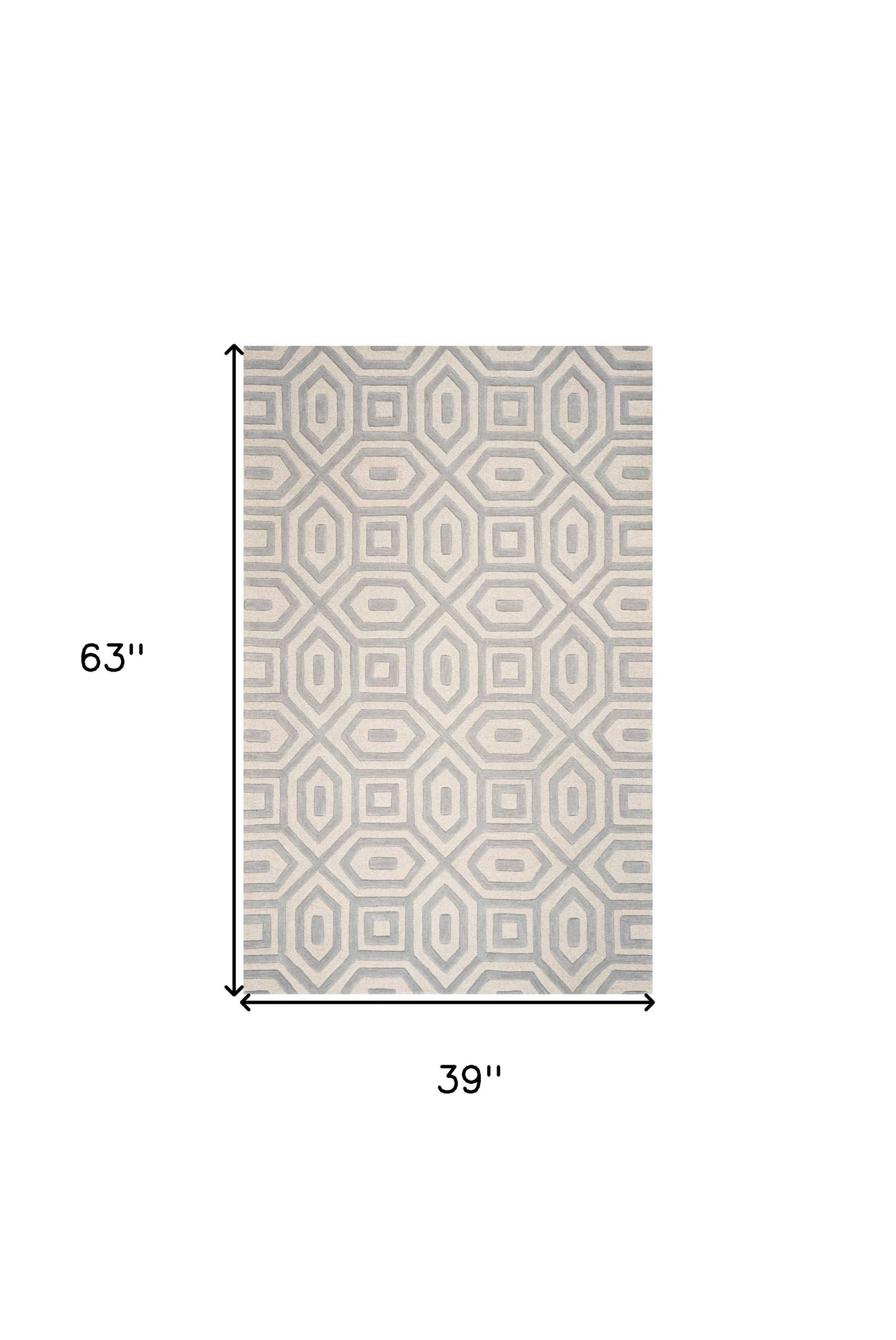 8' X 10' Gray Wool Geometric Hand Tufted Area Rug-Area Rugs-DECOROLALA