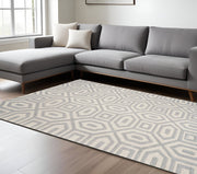 8' X 10' Gray Wool Geometric Hand Tufted Area Rug-Area Rugs-DECOROLALA