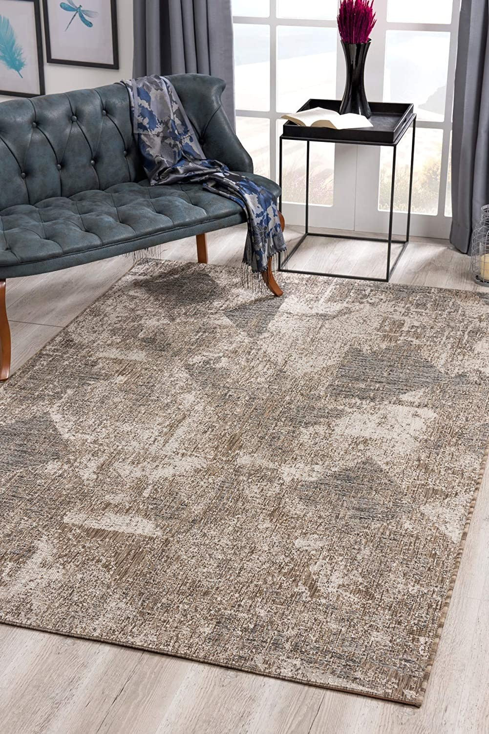 8' X 10' Gray and Ivory Abstract Area Rug-Area Rugs-DECOROLALA