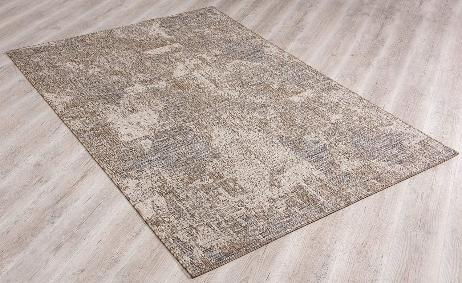 8' X 10' Gray and Ivory Abstract Area Rug-Area Rugs-DECOROLALA