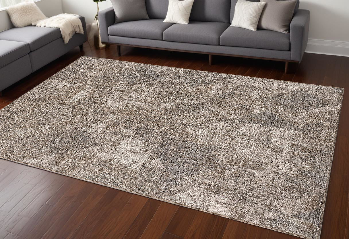 8' X 10' Gray and Ivory Abstract Area Rug-Area Rugs-DECOROLALA