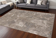 8' X 10' Gray and Ivory Abstract Area Rug-Area Rugs-DECOROLALA