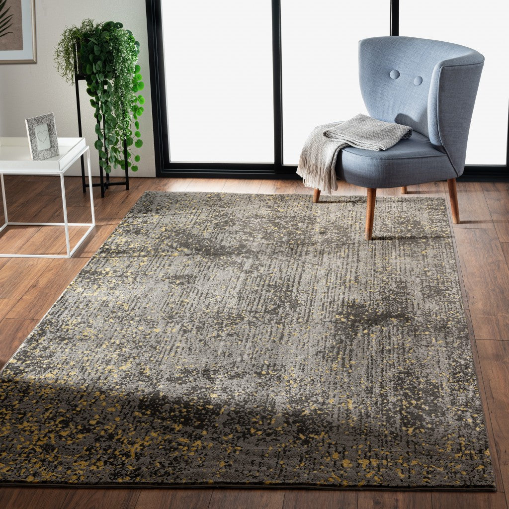 8' X 10' Gray and Yellow Abstract Sprinkle Area Rug-Area Rugs-DECOROLALA