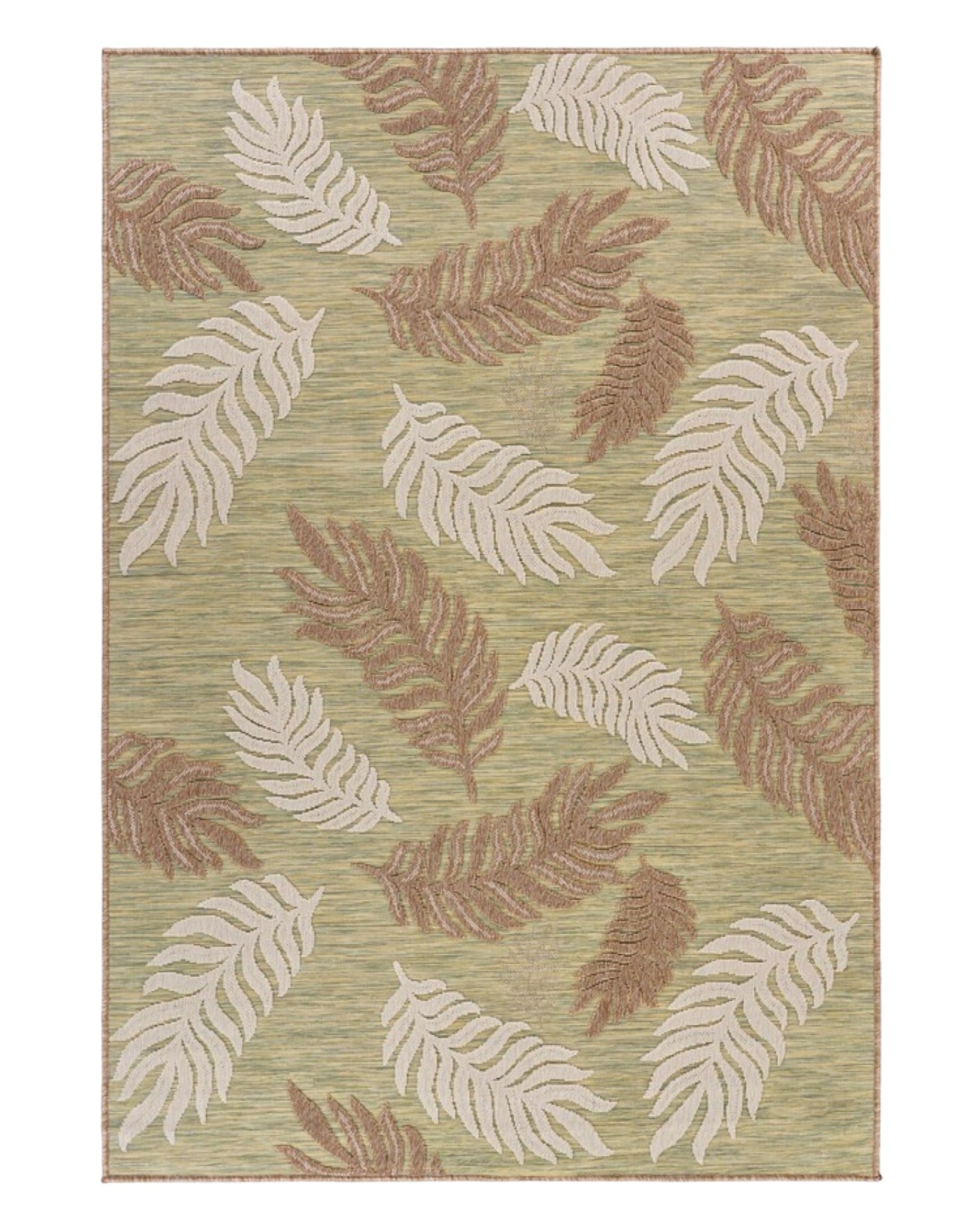 8' X 10' Green And Ivory Indoor Outdoor Area Rug-Outdoor Rugs-DECOROLALA