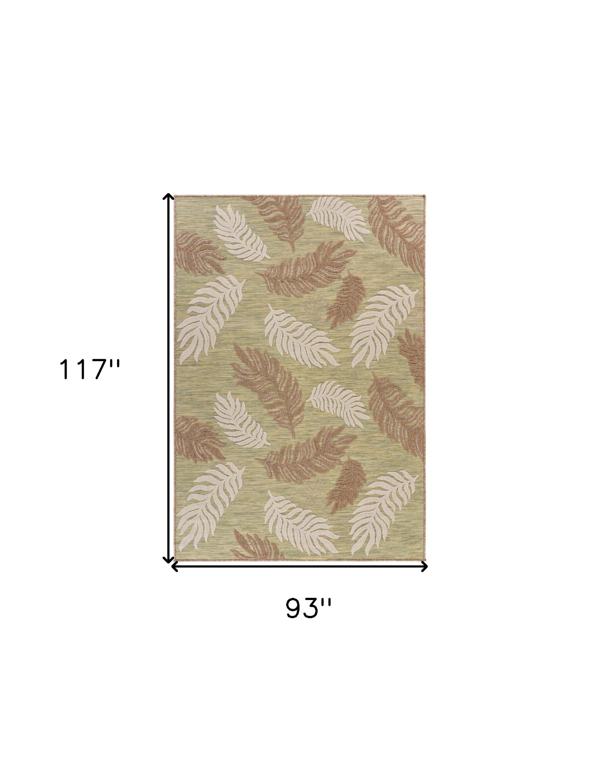 8' X 10' Green And Ivory Indoor Outdoor Area Rug-Outdoor Rugs-DECOROLALA