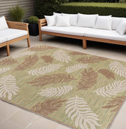 8' X 10' Green And Ivory Indoor Outdoor Area Rug-Outdoor Rugs-DECOROLALA