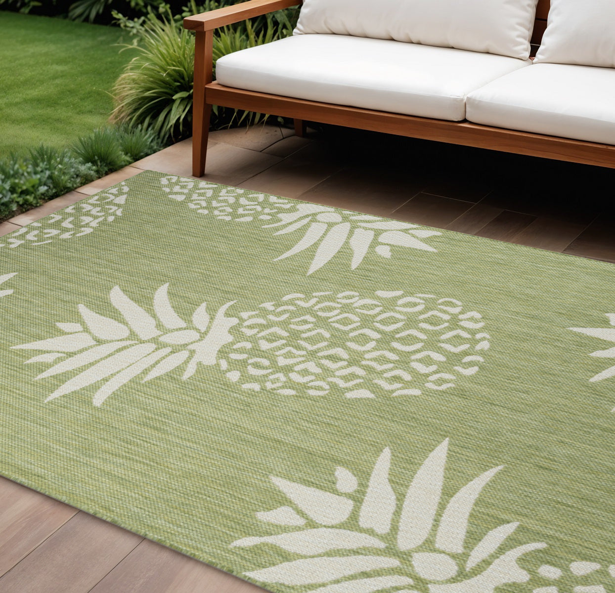 8' X 10' Green Indoor Outdoor Area Rug-Outdoor Rugs-DECOROLALA