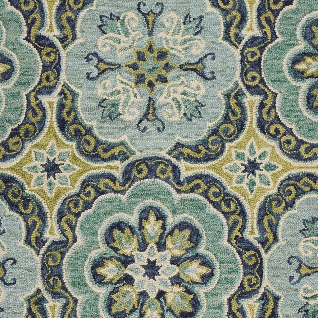 8' X 10' Green Wool Geometric Hand Tufted Area Rug-Area Rugs-DECOROLALA