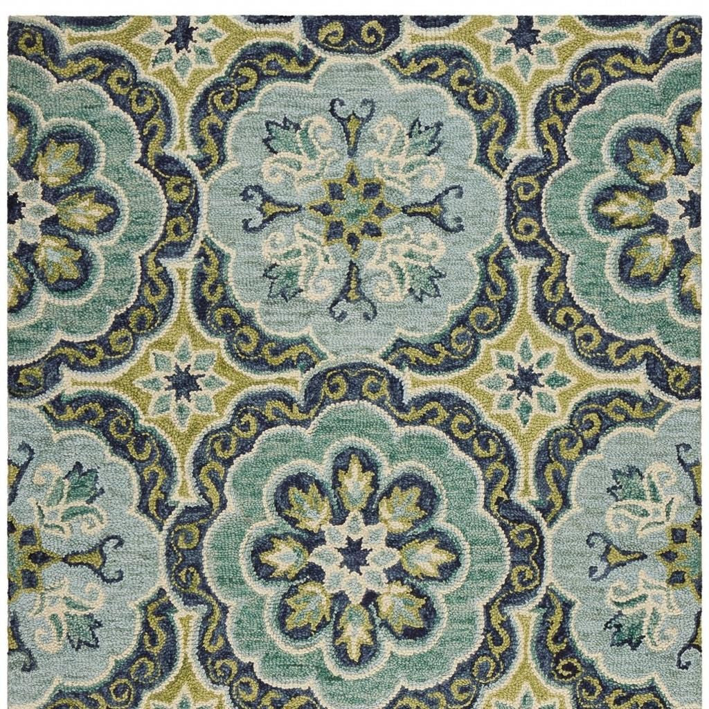 8' X 10' Green Wool Geometric Hand Tufted Area Rug-Area Rugs-DECOROLALA