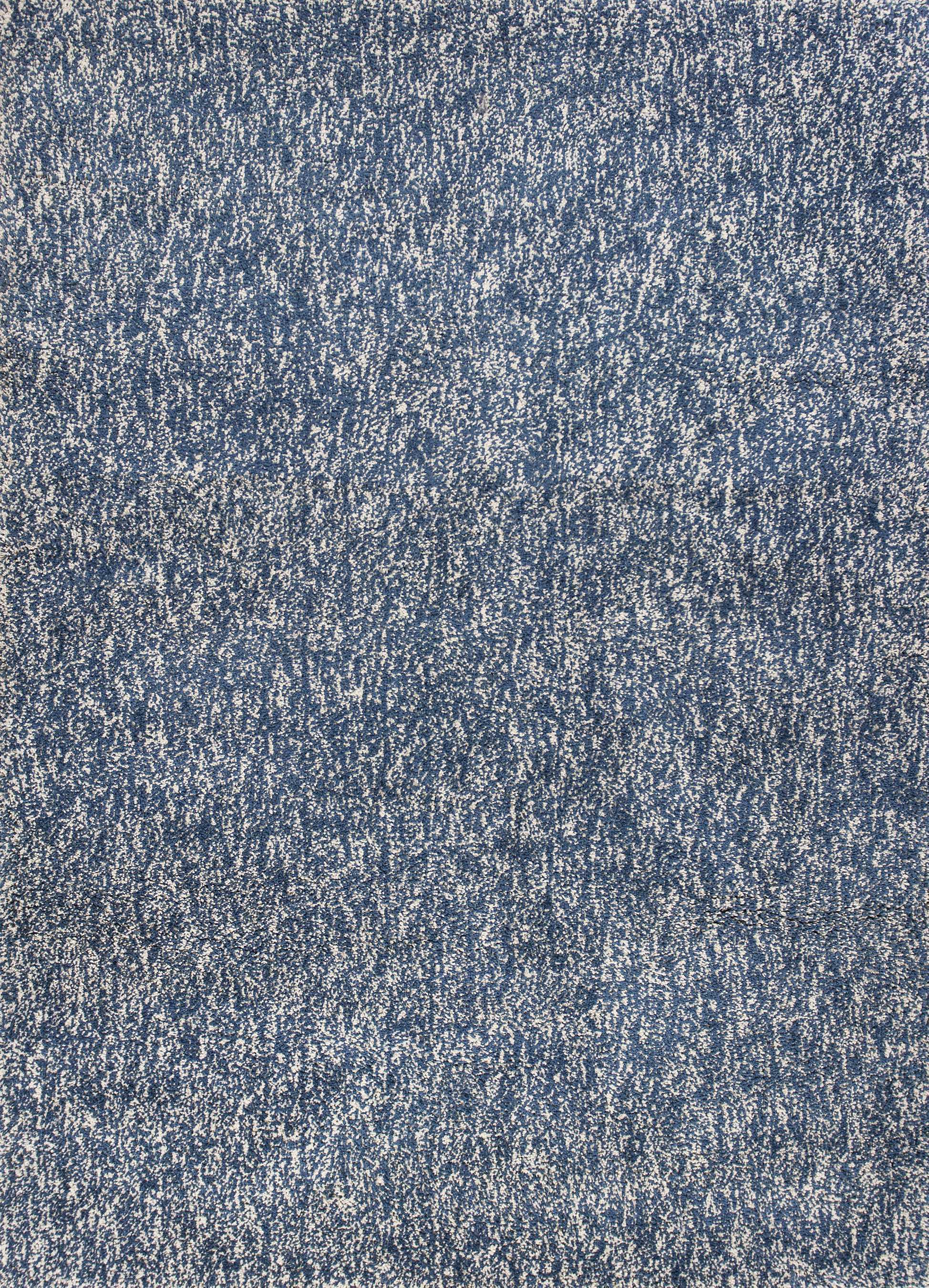 8' X 10' Indigo And Ivory Abstract Shag Hand Woven Area Rug-Area Rugs-DECOROLALA