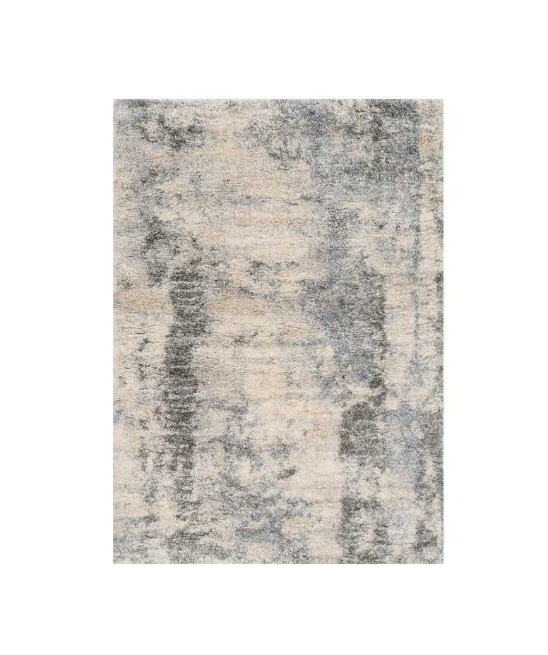 8' X 10' Ivory And Blue Abstract Area Rug-Area Rugs-DECOROLALA