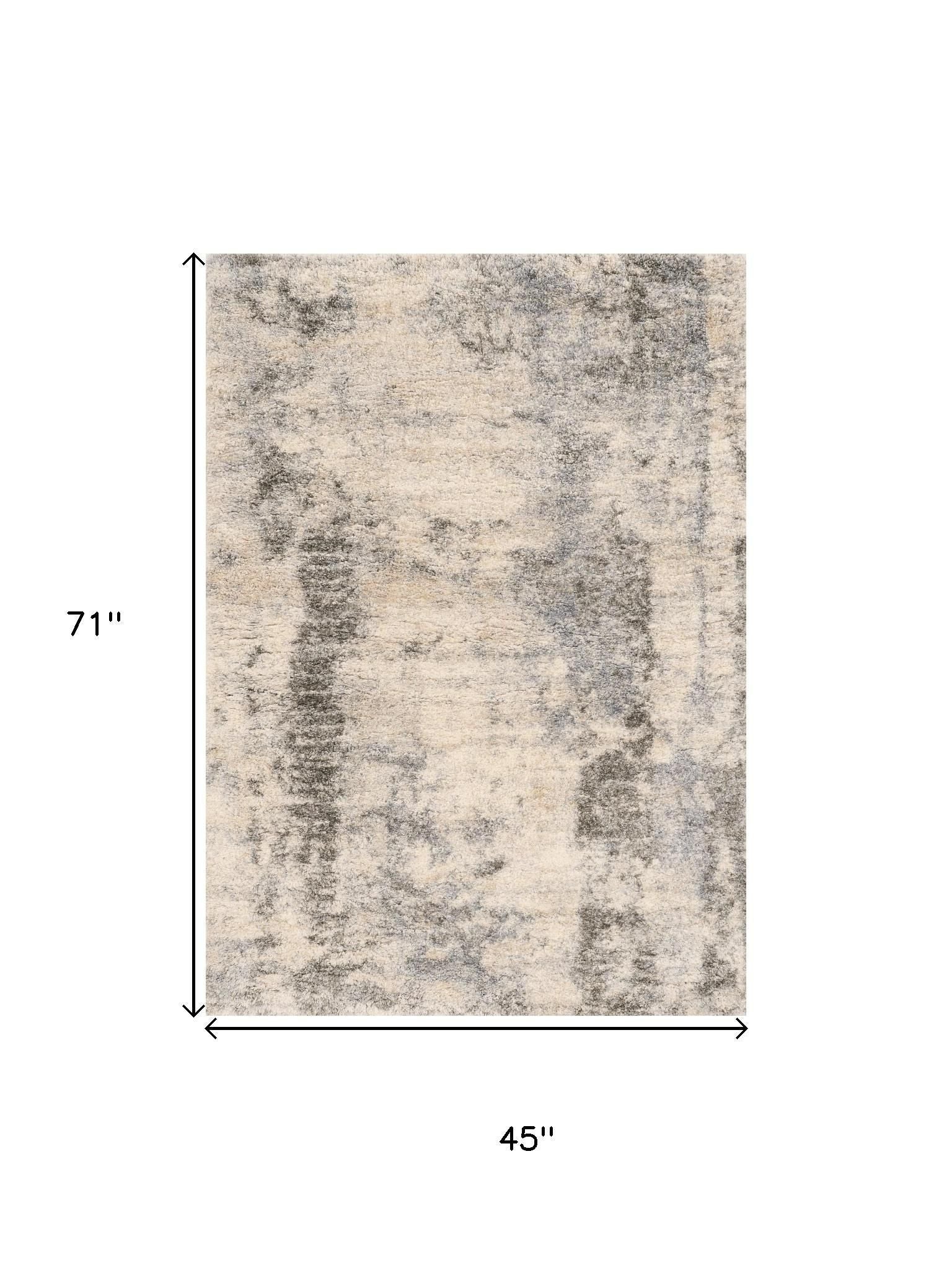8' X 10' Ivory And Blue Abstract Area Rug-Area Rugs-DECOROLALA