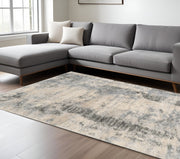 8' X 10' Ivory And Blue Abstract Area Rug-Area Rugs-DECOROLALA