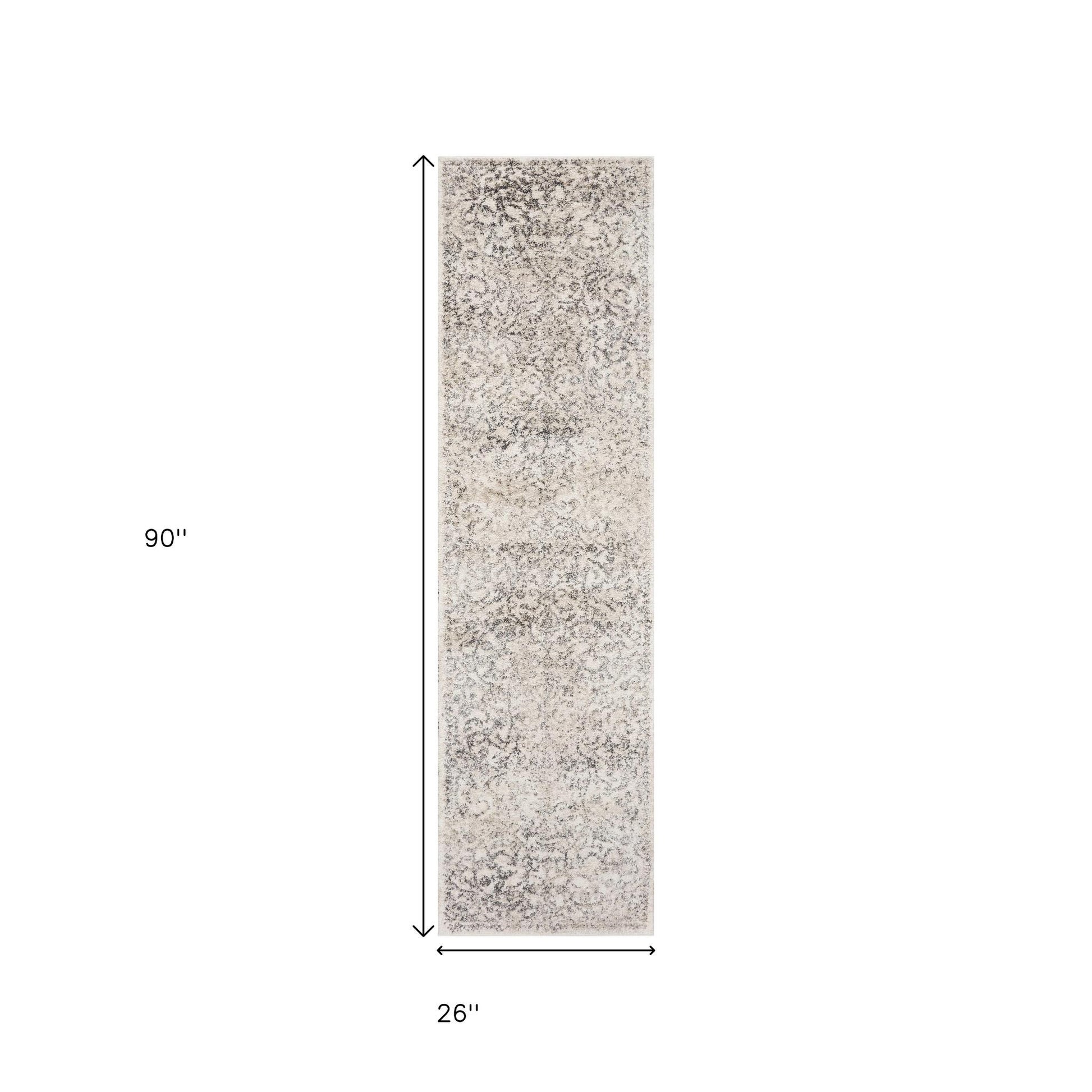8' X 10' Ivory And Brown Floral Medallion Distressed Area Rug-Area Rugs-DECOROLALA
