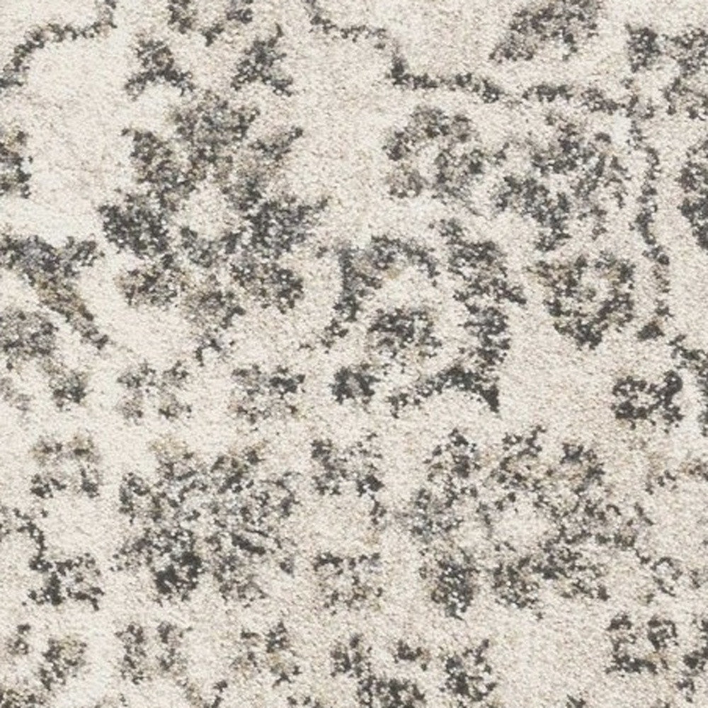 8' X 10' Ivory And Brown Floral Medallion Distressed Area Rug-Area Rugs-DECOROLALA